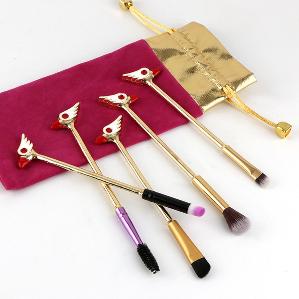 5pcs Bird Head Wand Eyeshadow Brush Gold Metal Magic Wand make up brushes Make Up Tools Brush 16.5*2CM