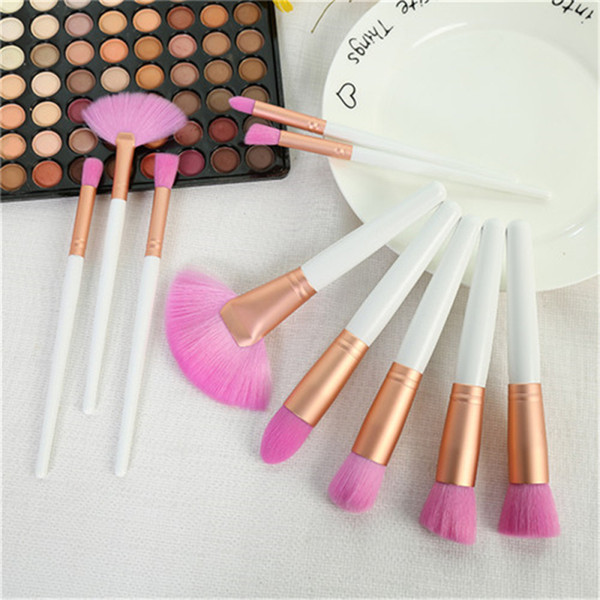 Professional Pink Nylon Hair Makeup Brushes 10PCS Makeup Brushes Set White Make up Brush for Cosmetics Brush Tool Kit