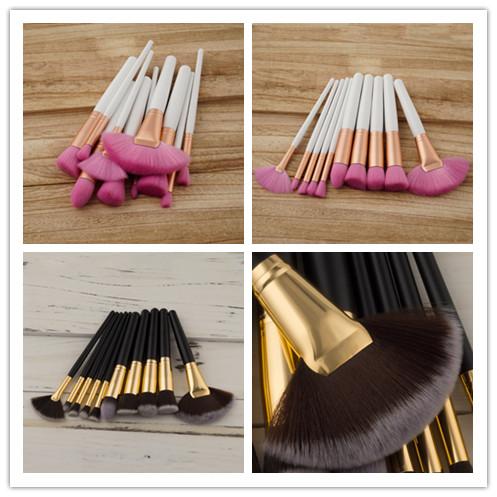 HOT Makeup Brushes10pcs/Set Wood Handle Professional Cosmetics Brush set Kit foundation powder blush Tools T-10-021