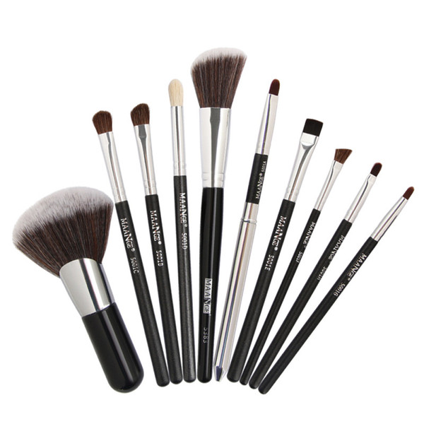 10pcs Horse Hair Makeup Brush Set Wooden Handle Eye Brush Foundation Brush beauty tools 20*12.2cm