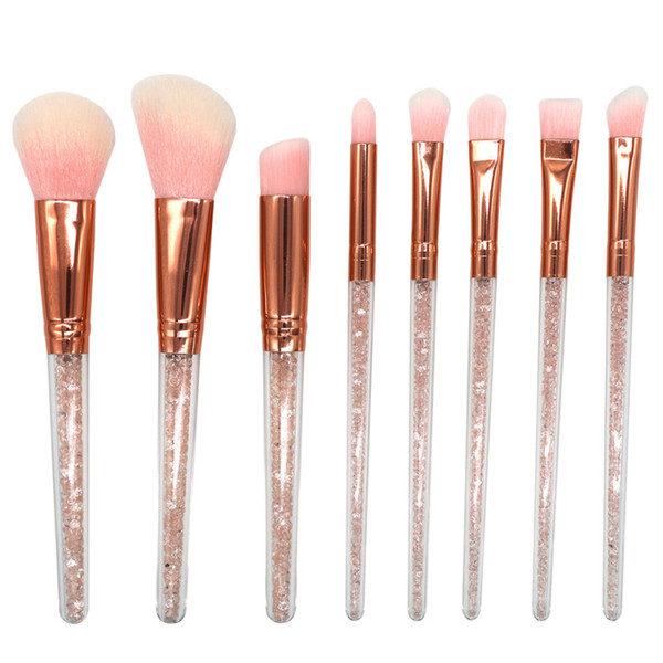 2017 Newest 8 pcs/set Pink Makeup Brushes Pink Bricks granule handle Makeup Brush Set make-up tools Foundation Blush Brush Set