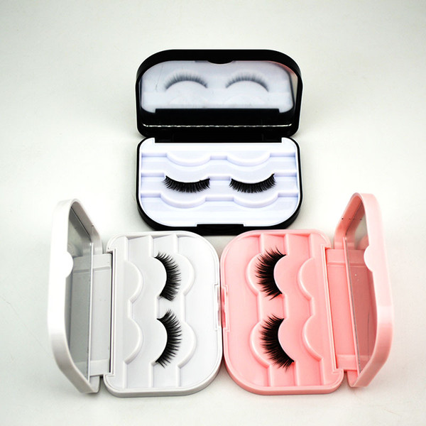Empty Lash Case False Eyelashes Packing Box for 3 Pairs Pink Black White Color Eyelash Case with Mirror