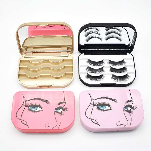 Acrylic Cute Bow False Eyelash Storage Box Makeup Cosmetic Mirror Case Organizer Box Container Holder Compartment Tool