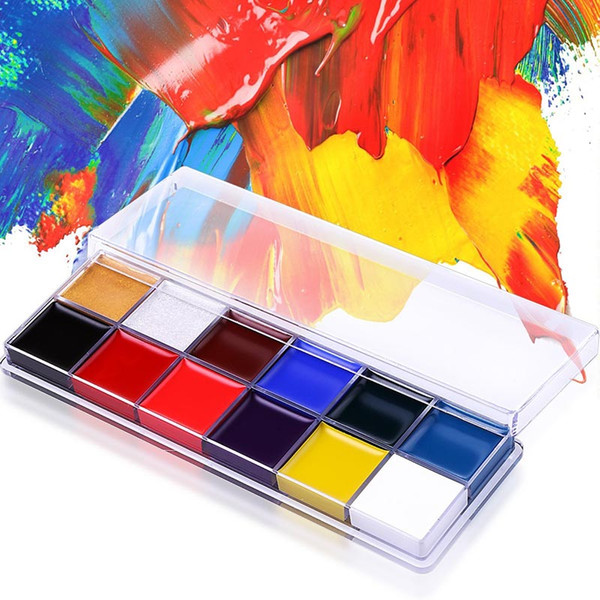 New 12 Colors Flash Tattoo Face Body Paint Oil Painting Art use in Halloween Party Fancy Dress Beauty Makeup Tool