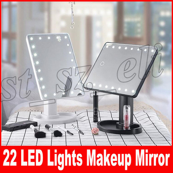 Make Up LED Mirror 360 Degree Rotation Touch Screen Make Up Cosmetic Folding Portable Compact Pocket With 22 LED Light Makeup Mirror
