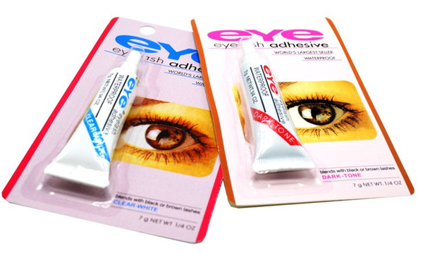 DHL Free Shipping New Adhesive False Eyelashes Eye Lash Glue Makeup Clear White Black Waterproof Makeup Tools 7g