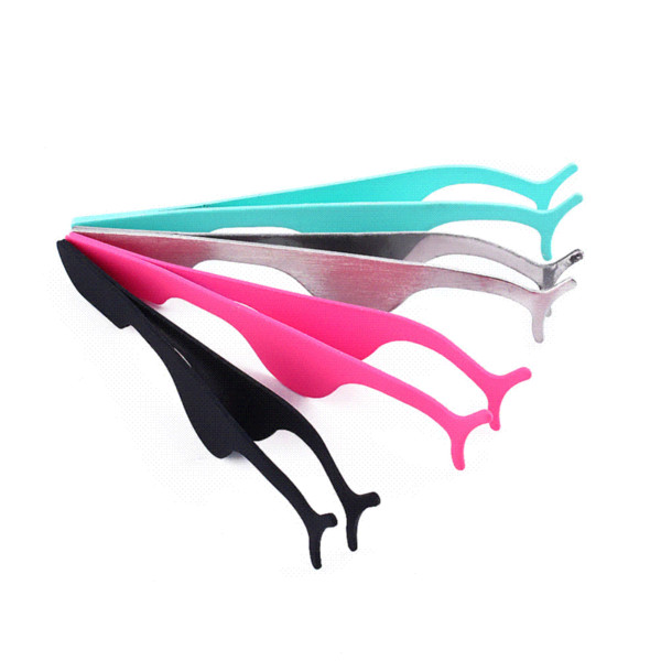 1PCS Eyelash Tweezer Stainless Steel Makeup Fake Eye Lash Tweezers Applicator Clip Eyebrow Curved Cosmetic Tool Eyelash Tweezer