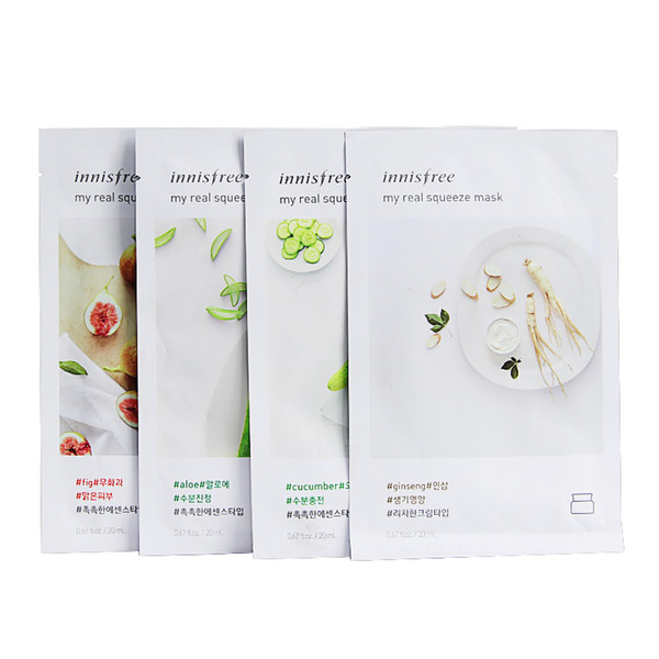Wholesale Korea Innisfree My Real Squeeze Facial Mask Sheet 18 Kinds Oil Control Moisturizing Face Skin Treatment Masks Makeup Free Shipping