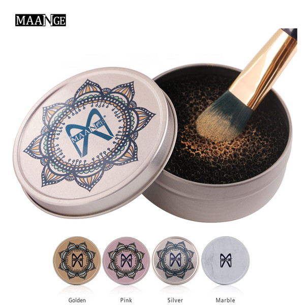 MAANGE Makeup Brush Color Off Cleaner Sponge Remover Aluminum Make up Brushes Cleaning Mat Box Powder Brush Washing Scrubber Clean MAG5413