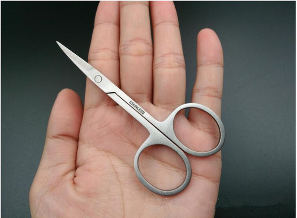 Makeup Eyebrow Scissor With Sharp Head Stainless Steel Women Brow Beauty Make-up Tool Slightly Curved Manicure Cuticle Cutting 100pcs
