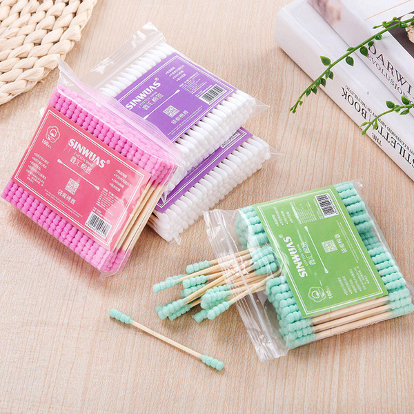 100pcs/Set Double Head Cotton Swab Women Makeup Cotton Buds Tip For Make Up - Wood Sticks Nose Ears Cleaning Health Care Tools