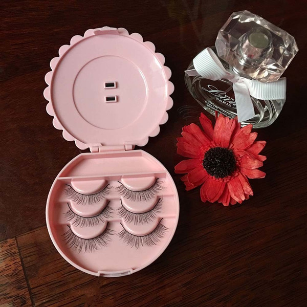 1pc False Eyelash Acrylic Cute Bowknot Storage Box Makeup Cosmetic Magnetic Eye Lashes Case Organizer Makeup Tools Pink