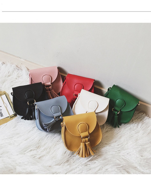 Girls Tassel PU Bag INS Single Shoulder Bag Fashion Children Coin Purse Mini Bags Casual Travel Simple Wallet Women PU Bags