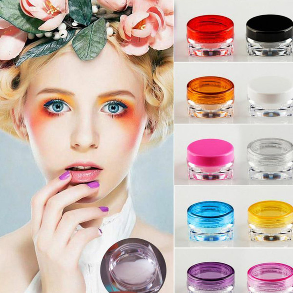 Wholesale 100pcs/lot Travel Cosmetic Sample Containers 5g Plastic Pot Jars Cosmetic Container Travel Sample Case 10 Colors