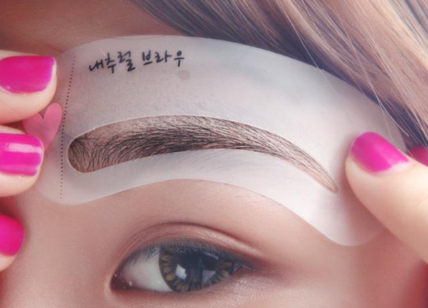 2016 hot sale Eyebrow stencils 3 styles reusable eyebrow drawing guide card brow template DIY make up tools