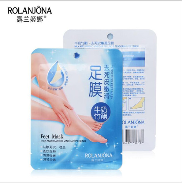 Rolanjona Milk Bamboo Vinegar Feet Mask Peeling Exfoliating Dead Skin Remove Professional Feet sox Mask Foot Care