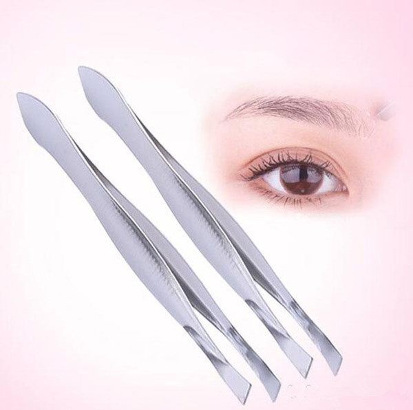 Wholesale Stainless steel Bevel eyebrow clip cosmetic makeup tools eyebrow tweezers free shipping