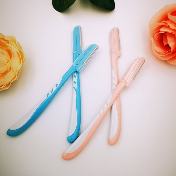 Wholesale-Hot Sale! 2pcs/set Colorful Useful Eyebrow Shaper Razor Blades Facial Hair Remover Shaver Trimmer Makeup Knife