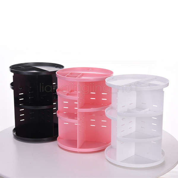 Plastic Cosmetics Organizers Three Colors Desktop Storage Rack 360 Degree Rotation Multi Function Folding Box High Capacity Durable VVA443
