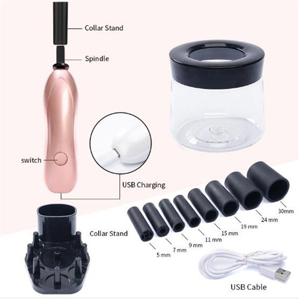 2018 brand new universal makeup brush cleaner 3mm-30mm 8 size electronic brush wash merchine high speed spins and dries brush washer
