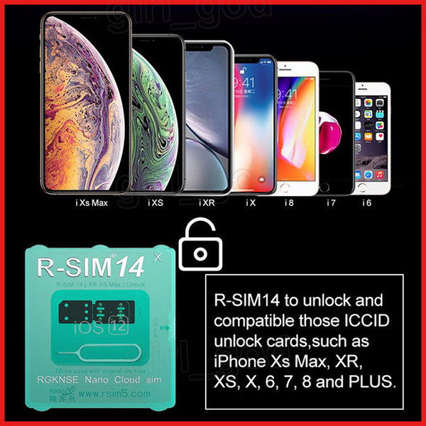 Original rsim14 unlock for iphone xs max xr x iphone8 iphone7 iphone6 plus iOS 12.x-7.x 4G R sim14 R SIM 14 RSIM 14 unlocking