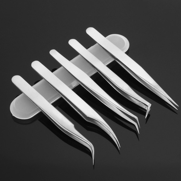 Tweezers False Eyelash Extension Tweezers Stainless Steel Tweezers 5 Styles PP Box Package Free Shipping W8259