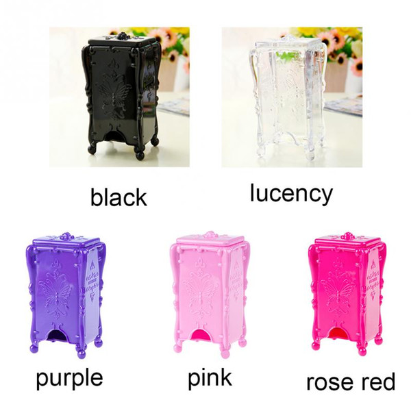 Retro Acrylic Butterfly Carved Desktop Cosmetic Acrylic Retro Case Butterfly Patten Cosmetic Makeup Cotton Pad Organizer Storage Box