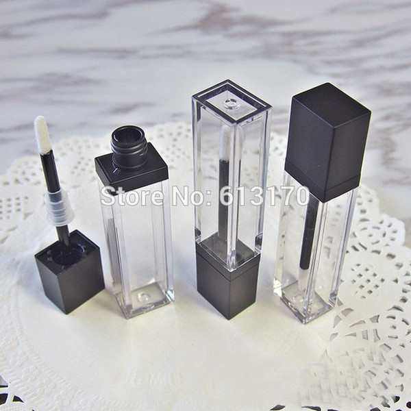 Free shipping 7ml lip gloss tubes With Black cap Square Empty DIY lip balm Lip stick Cosmetic Packing Container