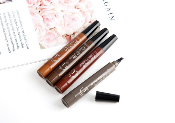 Microblading Eyebrow Tattoo Pen 4 Head Fine Sketch Fork Tip Eyebrow Tattoo Tint Pen Liquid Eyebrow