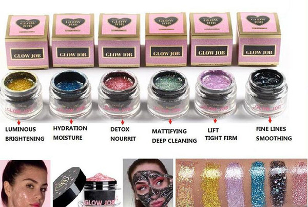 High quality GLOW JOB 6 colors Radiance Boosting give yourself a glow job mask Glitter face mask soft facial mask free shipping