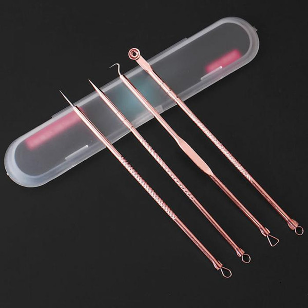 Makeup 4 Pcs/Set Acne Blackhead Removal Needles Stainless Pimple Spot Comedone Extractor Cleanser Beauty Face Clean Care Tools
