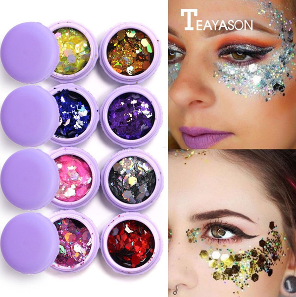 8 color Laser sequins Acrylic DIY nail glitter face glitter bright makeup beauty festival party makeup dress up