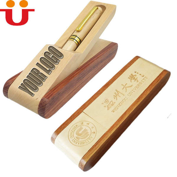 50pcs/lot Good Quality Your LOGO Customized Wood Pen Case Folding Pencil Pen Box Pen Holder School Office Supplies Laser Carved Name LOGO