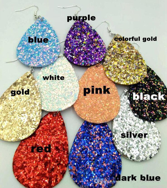 Christmas Gift Kendra Style PU leather glitter sparkly Oval Earrings Fashion Dangle Earrings for Women
