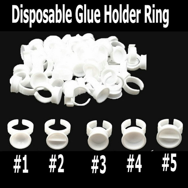 2018 Disposable Glue Holder Ring 5 types 3 sizes New Arrival Pallet for Eyelash Extension Tattoo Pigment Open Ring Wholesale white color