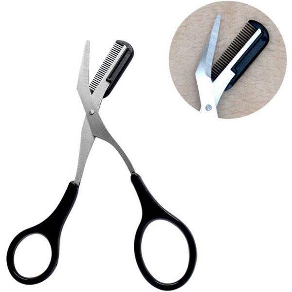 1pc Girl Lady Eyebrow Trimmer Eyelash Thinning Shears Comb Eyelash Hair Clips Scissors Shaping Eyebrow Grooming Cosmetic Tool H147