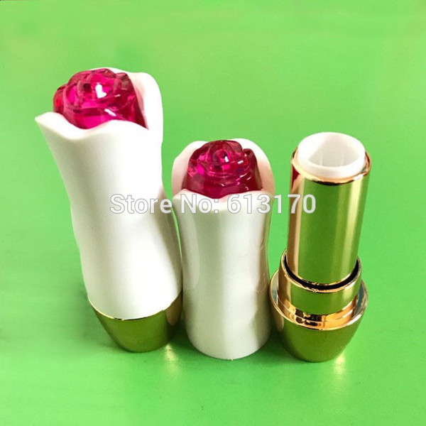 New Arrival 4g Lip balm Tubes Empty White lip stick tube With Flower DIY lip gloss Packing container
