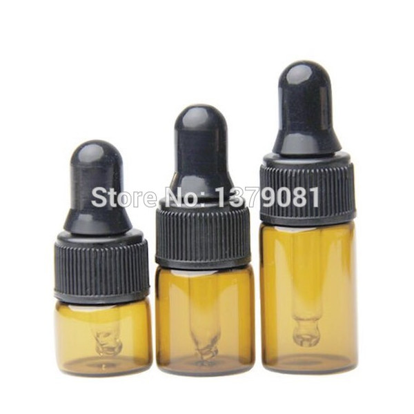 1ML,2ML,3ML Amber Mini Glass Bottle,1CC,2CC,3CC Dropper Bottles Withe Black Rim Sample Vials Essential Oil Bottle Free shipping