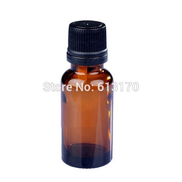 20ML Amber Glass bottles Black screw Tamper Proof cap Empty Essential Oil Bottle Juice Serum container 20CC small Sample Vials