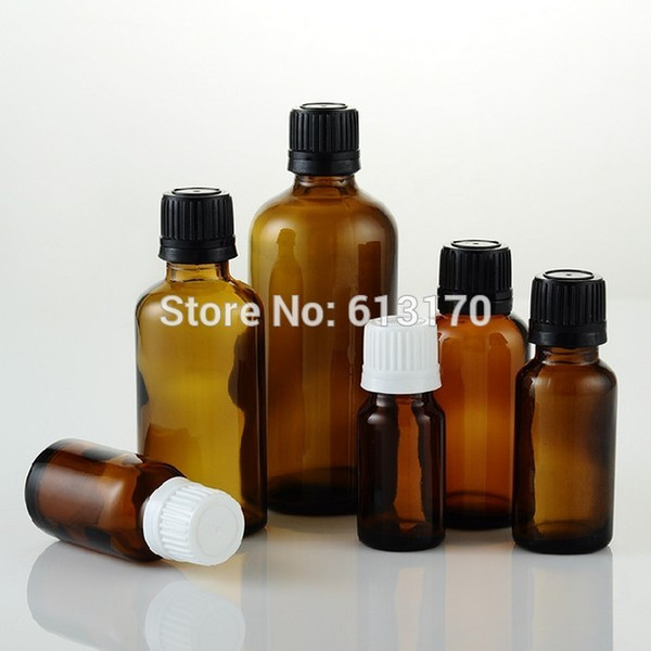 5ml,10ml,15ml,20ml,30ml,50ml,100ml Empty Glass Bottles Amber Vials With White,Black Tamperproof Cap Essential Oil Bottles