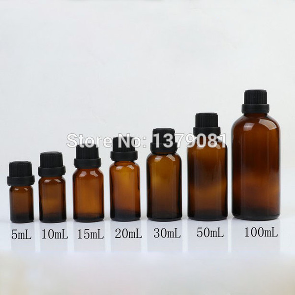 5ml,10ml,15ml,20ml,30ml,50ml,100ml Brown Glass Bottle Black Screw Cap,Essential Oil Bottle DIY Sample Vials Cosmetic Packing