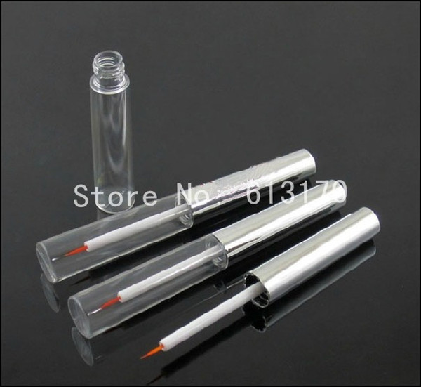 Free shipping 8ml Empty eyeliner bottle with brush liquid eye liner tube revitalash bottles cosmetic packing Silver