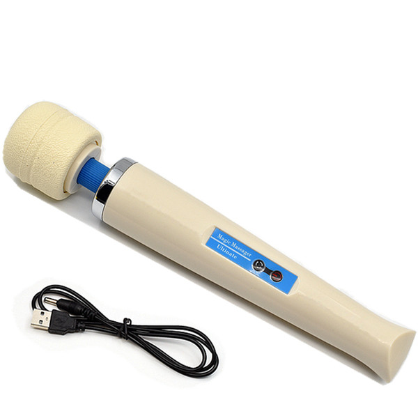 Cordless 30 Speeds Massager Magic Wand USB Rechargeable Head Neck Relax Body New