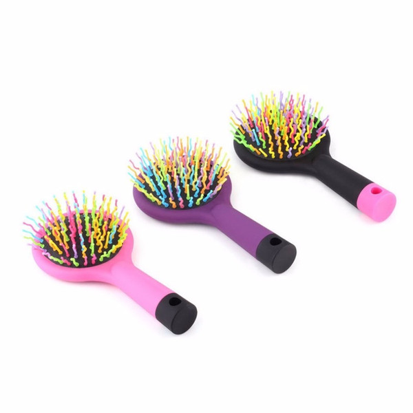 3 Colors Rainbow Volume Anti-static Magic Hair Scalp Head Massage Brush With Mirror Body Massage & Relaxation