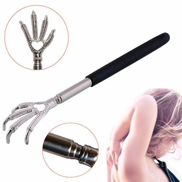 2017 New Practical Handy Stainless Pen Clip Back Scratcher Telescopic Pocket Scratching Massage Kit Bear claw back scratcher