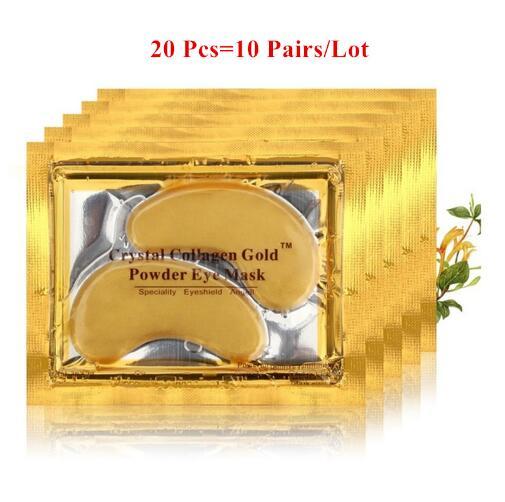 20pcs/lots Natural Crystal Collagen Gold Powder Eye Mask Anti-Aging Eliminates Dark Circles Fine Lines Face Care Skin Care