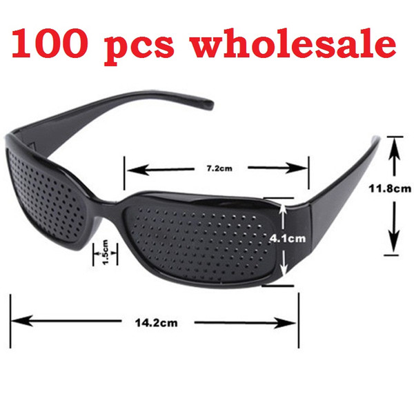 Pinhole Glasses 100 Pcs New Black Unisex Vision Care Pin Hole Glasses Eyeglasses Eye Exerciser Eyesight Vision Improve DHL Free