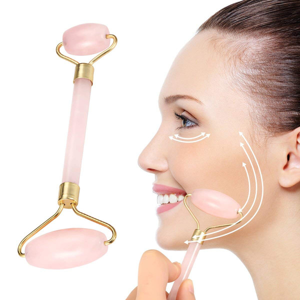 Roller Massager, Facial Roller Therapy 100% Natural Rose Quartz Slimming Tools for Face Skin Neck Eye Body Massage