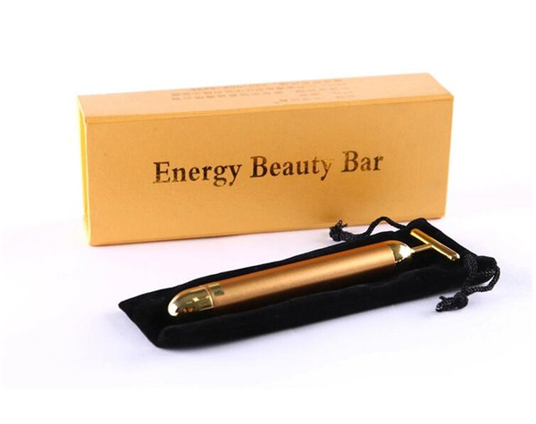 24K Gold T Beauty Bar Facial Roller Pulse Firming Face Massager Anti Aging Face Wrinkle Treatment Slimming Massager Wrinkle Remover Stick