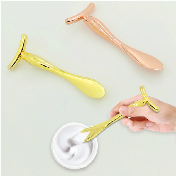 Mini Metal Face T-shaped Round Shape Massage Stick Eye Cream Stick Gold Facial mask stick Eye spoons Massager relaxation Beauty Tools